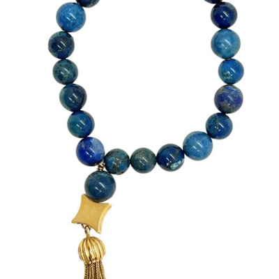 #59 â€¢ 18K Gold & Lapis Lazuli Beaded Bracelet
