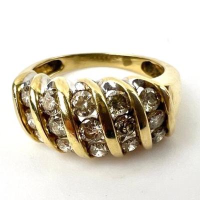 #1 â€¢ 10K Yellow Gold Ring w/15 Channel-Set Diamonds - Size 7
