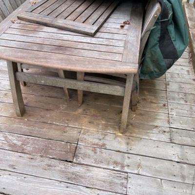 Outdoor Brazilian Wood Dining Set With Umbrella