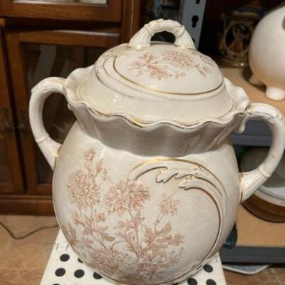 Huge Victorian Porcelain Tall Soup Tureen 2 handled Container 