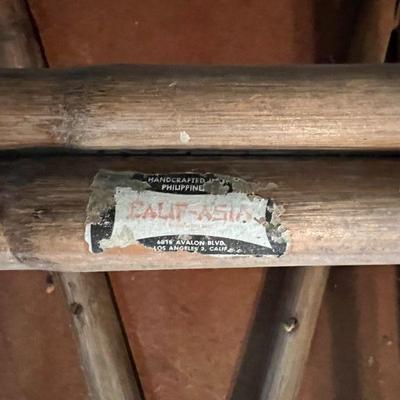 Calif-Asia Midcentury Rattan Coffee Table Label Detail