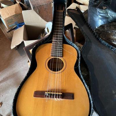 Goya 1960s Acoustic Spanish Guitar, Nylon String in Blue Alligator Type Case $120