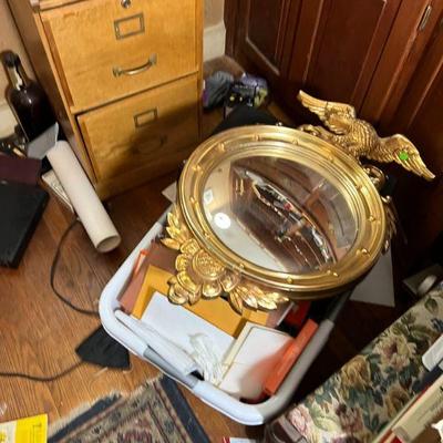 Syroco Wood Gilt Eagle Convex Mirror $50