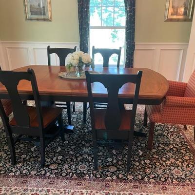 Madison Furniture Barn/Canadel Rectangular/Boat Shape Dining Table  with double pedestal and 2 leaves.  This elegant traditional-style...