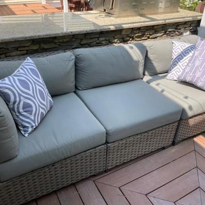 Romford Outdoor Patio Sofa with Cushions by Sol 72 and all-weather wicker. (with cover) Two available 
29" H x 35" D
Cushion:...