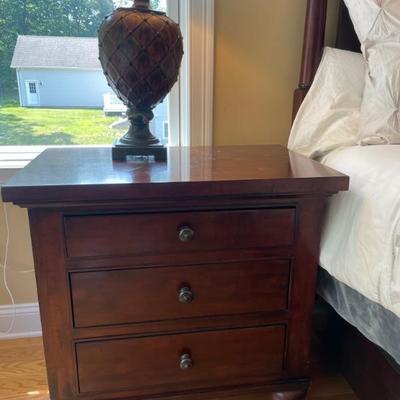 A pair of Restoration Hardware Camden & Sutter Nightstands.  Features classic details, such as dove joinery, beveled front drawers...