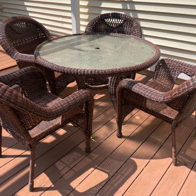 Four seat wicker dining set.