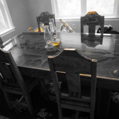Inlaid carved table Indonesia