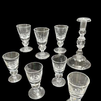 Steuben Crystal Wine and Sherry Glasses & Candleholder