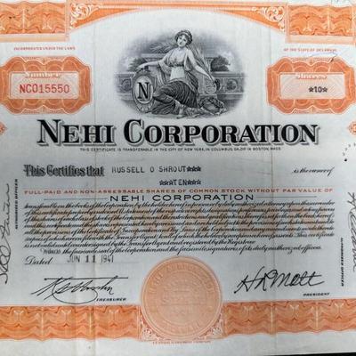 Nehi Stock Certificate Lot