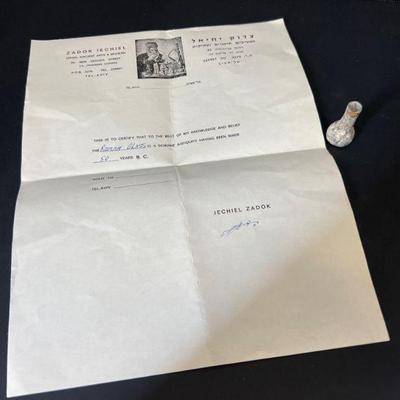 Roman Glass 50 Years B.C. - Certificate of Authenticity