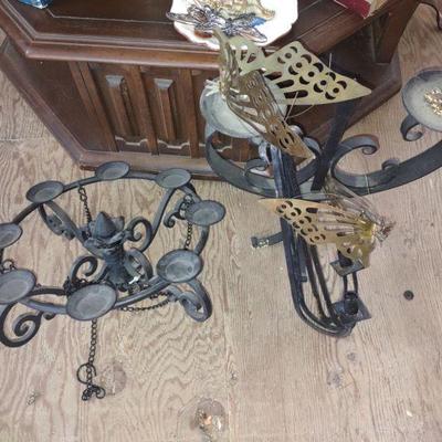 Wrought Iron Chandeliers And Butterfly candle holders