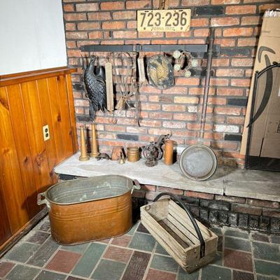 (23PC) COPPER WASH BOILER & BED WARMER LOT | Great Country Copper, Brass and Iron Collection Includes; (1) Copper Wash Boiler ( No...