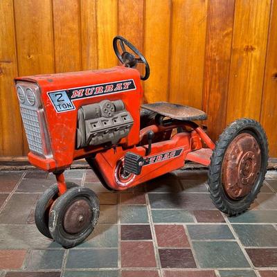 MURRAY TRACTOR PEDAL CAR | Vintage â€œMurray 2 Ton Tracâ€ Pedal Tractor in original paint with trailer hitch. Pedals and wheel steers. -...