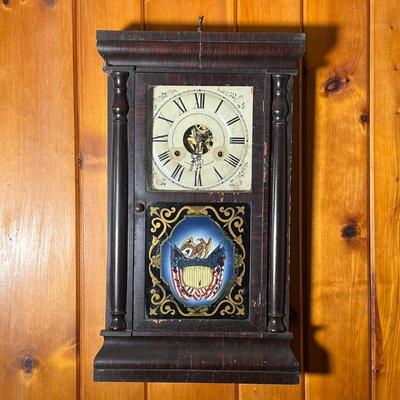 SETH THOMAS COLUMN & CORNICE CLOCK | â€œBrass Clocks Made and Sold by Seth Thomas. Plymouth Hollow, Conn.â€ Brass works marked...