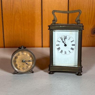 (2PC) FRENCH CARRIAGE CLOCK & ANSONIA BEE CLOCK | Two small clocks include: (1) French Carriage Clock marked â€œMade in France....