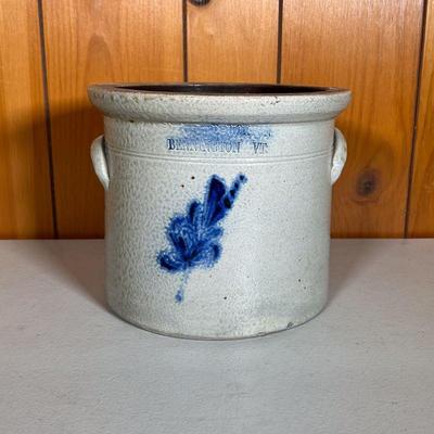NORTON VT CROCK | Marked â€œNorton Bennington VTâ€. Front part of stamp not legible. Most likely J & E Norton. Small Salt Glaze...