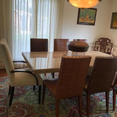 Dining table travertine marble