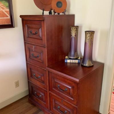 Wooden office file cabinets (two)