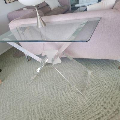 Mid century modern Butterfly Lucite base with glass top