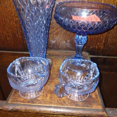 Blue glass art deco items