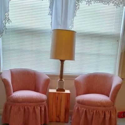 Pair of pink slipper chairs
