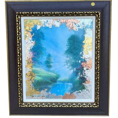 Original "The Light of Day" by James Coleman, 2018. Mixed media with silver, copper and gold leaf on canvas in custom frame....