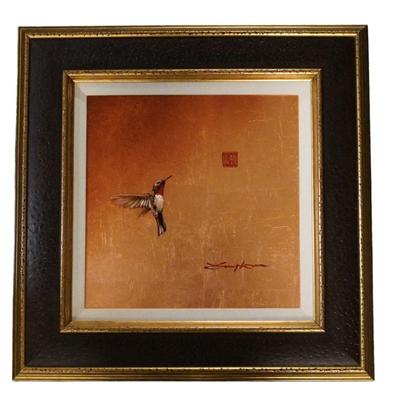 An original oil and gold leaf on aluminum/PVC board with protective urethane coating by Patrick Guyton, hand-signed by the artist and...