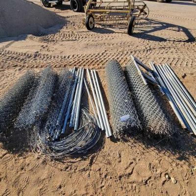 #16 â€¢ Rolls of Chain Link Fencing, Steel Poles, and Tension Wire
