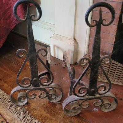 Wrought iron andirons