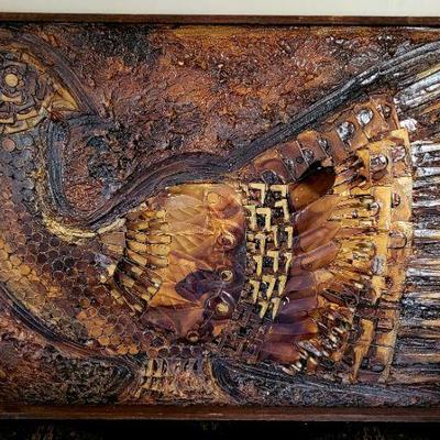 Large mid century brass and outty artwork