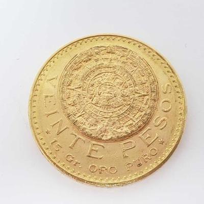 #500 â€¢ 1918 20 Pesos .900 Gold Coin, 16.6g

