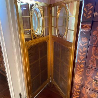 #47 Gilt 2 Panel Mirrored Dressing Screen 