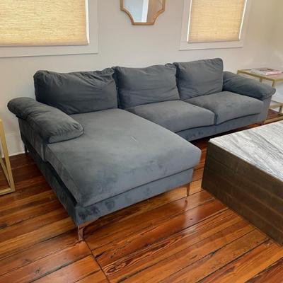 $350 
17â€h x 103â€w 
Depth on chaise 53â€
Depth on couch 31â€