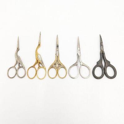 Vintage Novelty Decorative Sewing Scissors and One Pair Vanity Scissors