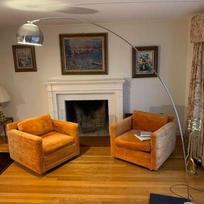MCM globe chrome arc floor lamp