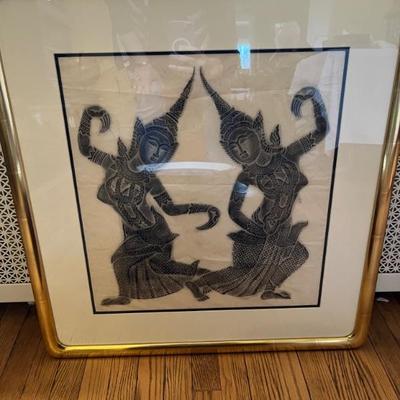 vintage Thai rubbing in a Tokyo corner frame