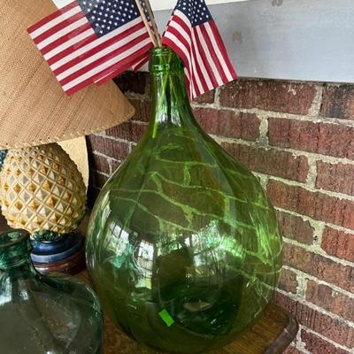 Vintage glass demijon bottles, several sizes