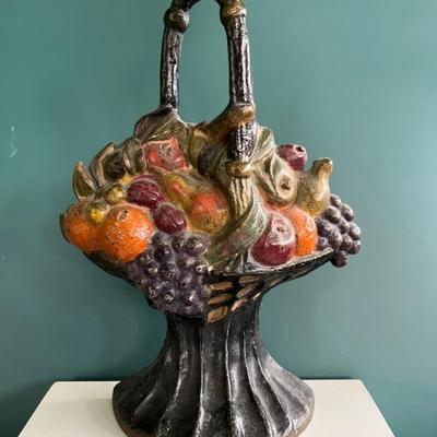 Hubley, c 1930, basket of flowers cast iron doorstop
