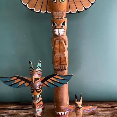 Vintage totem poles from Wales, Alaska