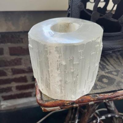 selenite candle holders