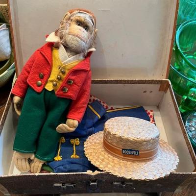 vintage German mohair monkey doll with outfits