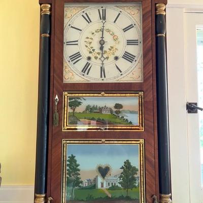Lots of antique clocksâ€”mantel clocks, grandmother clocks and wall clocks