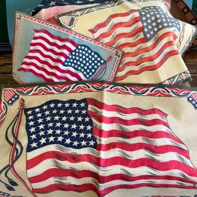 vintage tobacciana flannel insert for a cigar boxâ€”American flag, 1940s