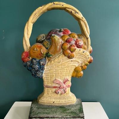 Hubley, c 1930, basket of flowers cast iron doorstop