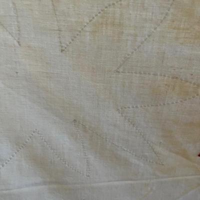 Vintage handmade Hawaiian quilt, red and white