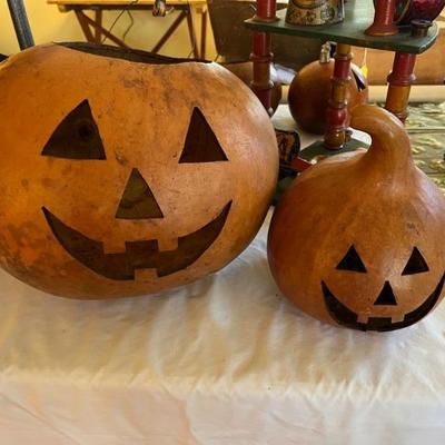 vintage jack o' lanterns made from gourds