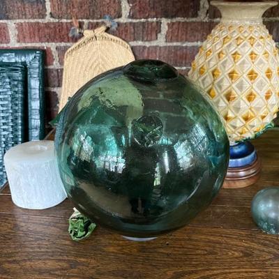 antique Japanese glass fishing net floats, very cool