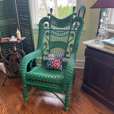 Victorian wicker platform rocker, glider rocker