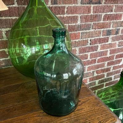 Vintage glass demijon bottles, several sizes